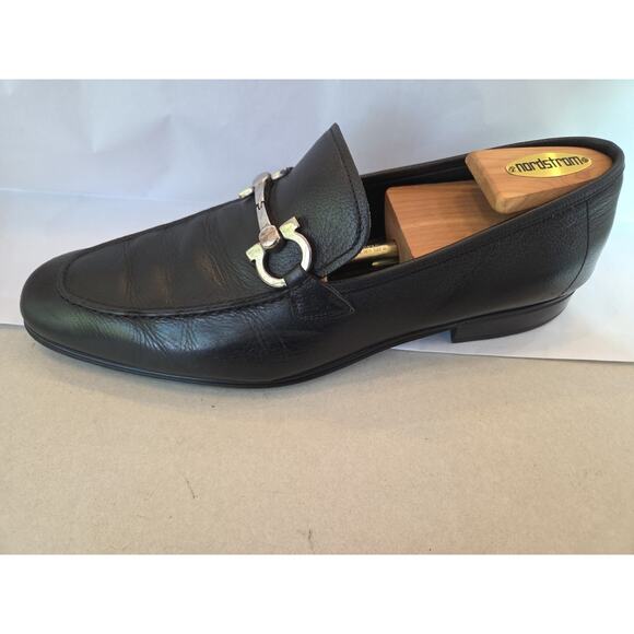 SALVATORE Ferragamo Moccasin Black Horse Beat Leather Loafers Size 10.5 main image 4